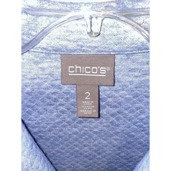 Chicos Quilted Jacket Women’s Size 2 U.S. Large Blue Zip Front Long Sleeve - Picture 2 of 12